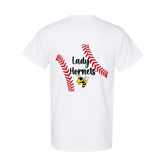 Hornets T-Shirt – Lady Hornets Softball Laces Back Design (Number on front – Optional)