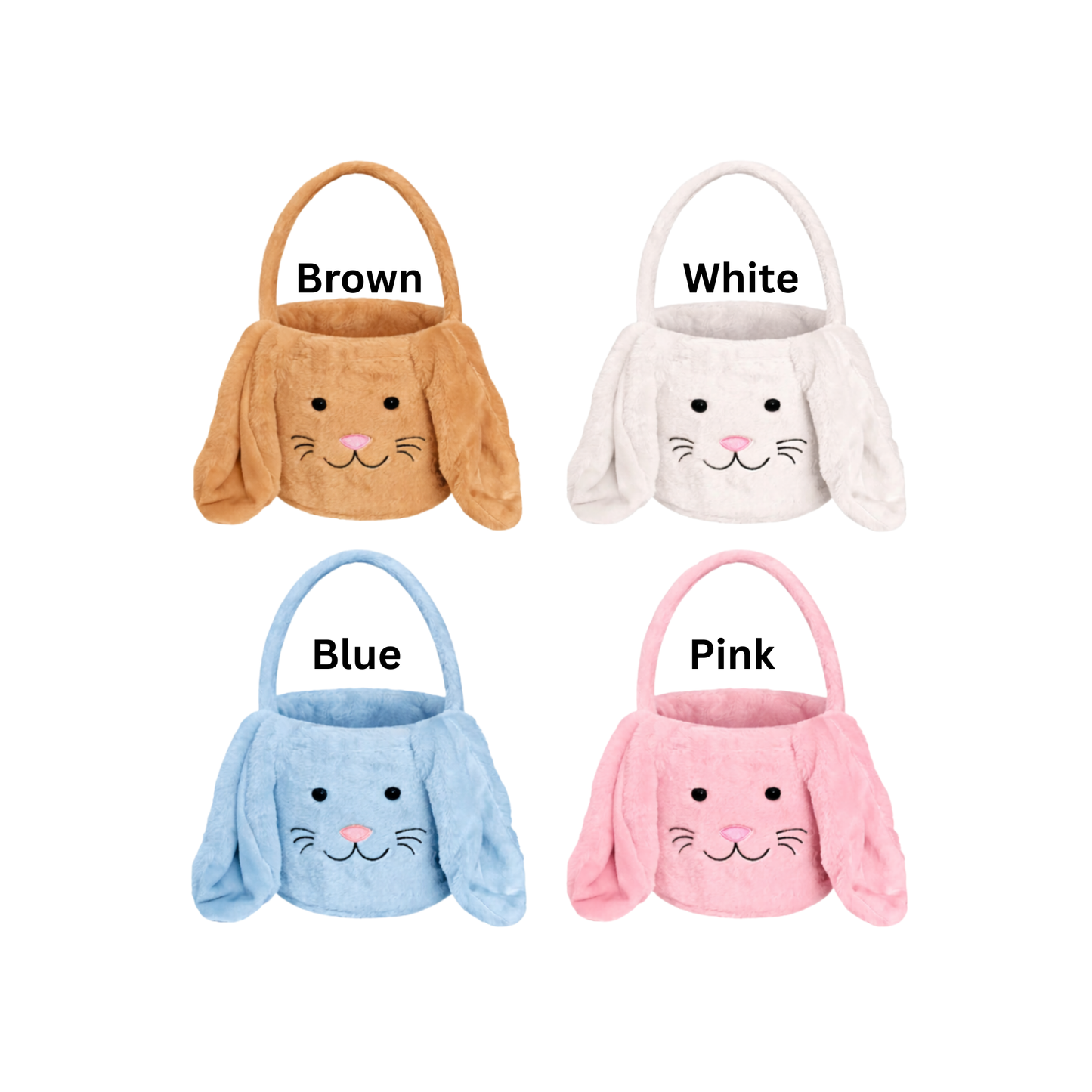 Personalized Plush Bunny Easter Basket – Long Ears (Medium) (1 or 2 Ears)