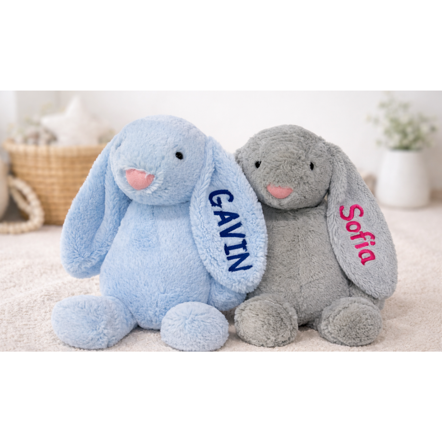 Personalized Plush Bunny – Long Ears (1 or 2 Ears)