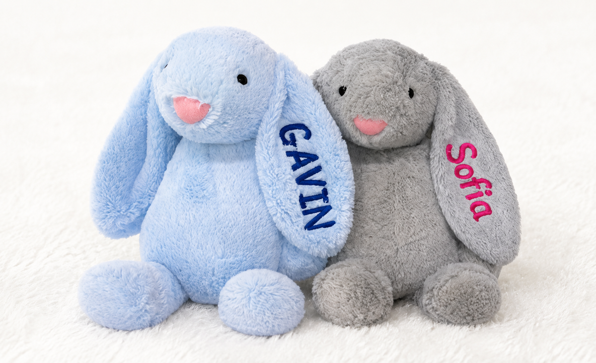 Personalized Plush Bunny – Long Ears (1 or 2 Ears)