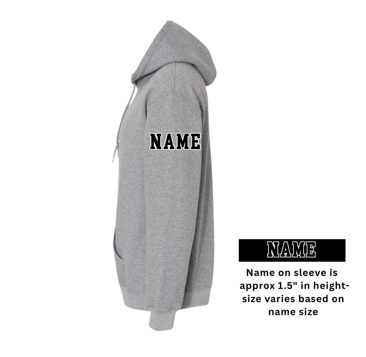 Wayne Hills Wrestling Hoodie – “WRESTLING” Front, “HILLS” Hood Print-(Name on Sleeve – Optional)