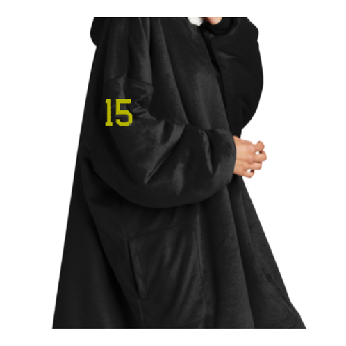 Panthers Oversized Sweatshirt Blanket – Embroidered "CHEER" Design (Number on Sleeve – Optional) – Adult/Young Adult