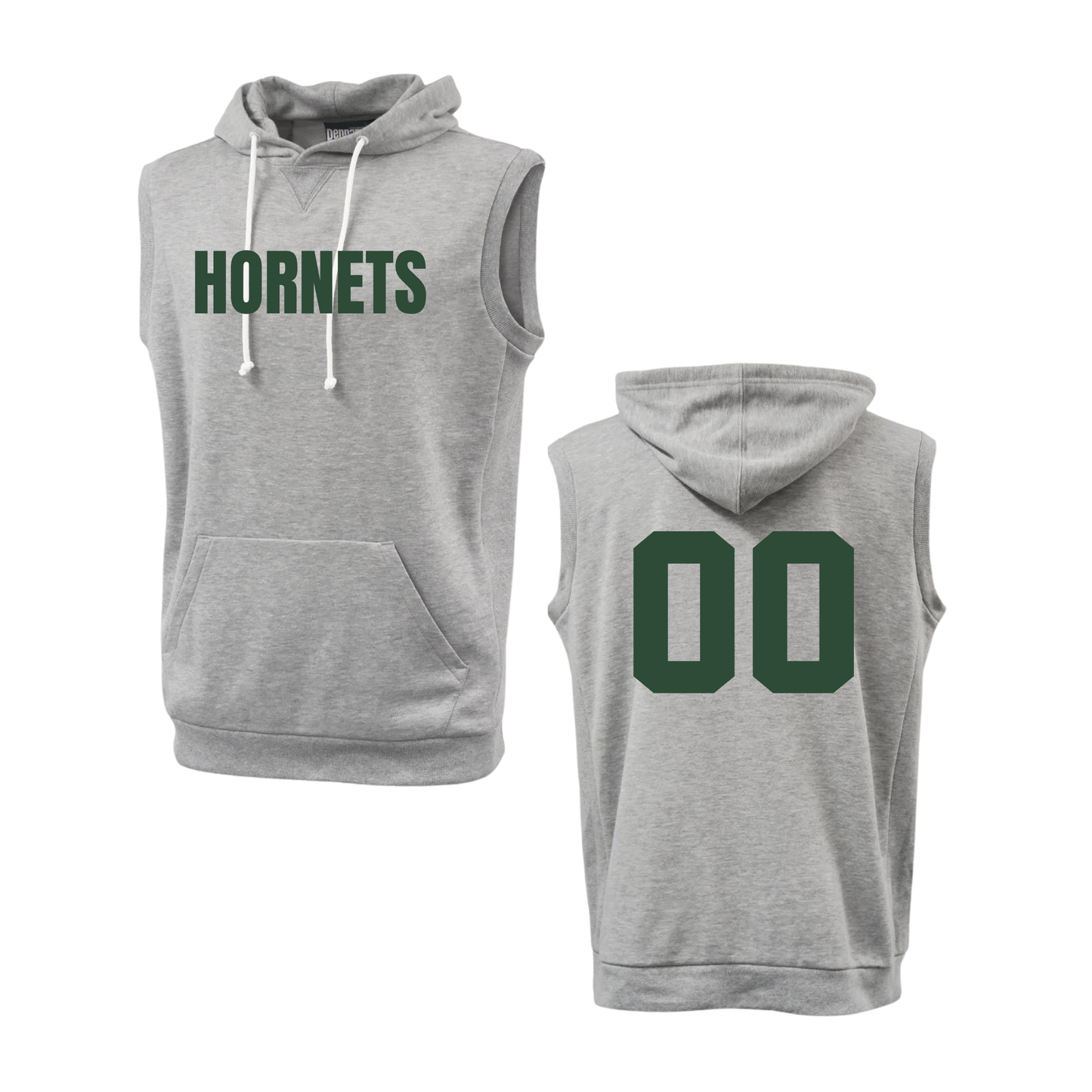 Hornets Sleeveless Hoodie (Pennant) – Men's Fit - “HORNETS” Front Design (Back Number – Optional)