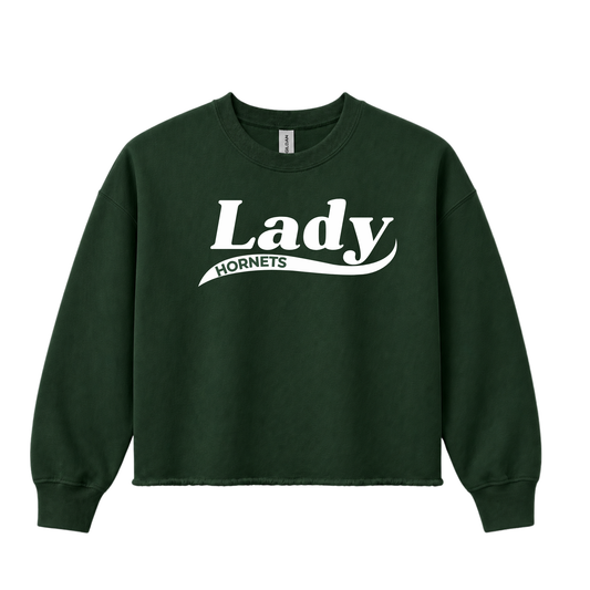 Hornets Cropped Crewneck Sweatshirt – “LADY” Swoosh Front Design (Name on Back – Optional)