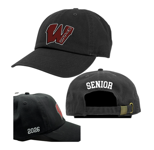 Wayne Hills Unstructured Baseball Cap – Printed Logo Front, “2026” Side & "SENIOR" Back Design