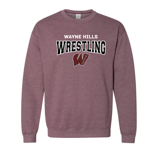 Wayne Hills Wrestling Crewneck Sweatshirt – Wrestling + Logo Front Design-(Name on Back – Optional)