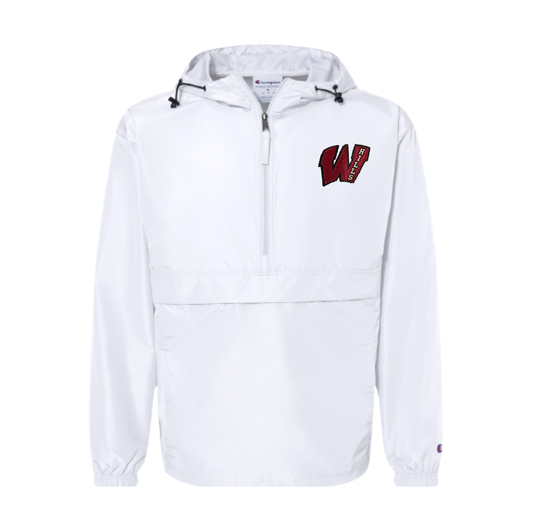 EMBROIDERED Champion Quarter Zip Packable Jacket-Left Chest Wayne Hills Logo - Adult