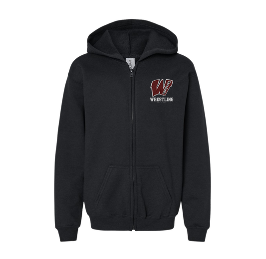 Wayne Hills Full-Zip Hooded Sweatshirt – Embroidered Left-Chest Logo (Options)