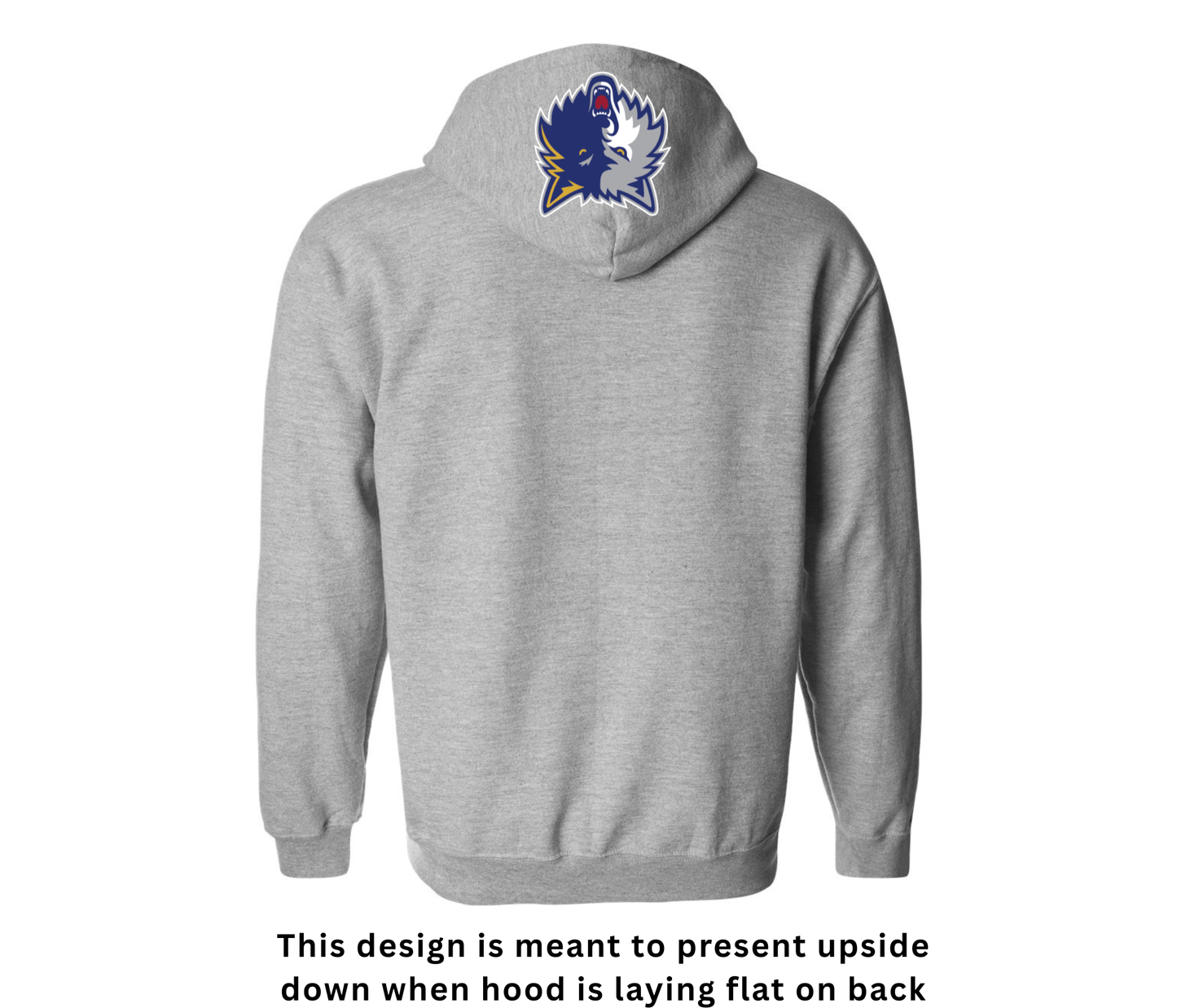 Wolfpack Hoodie – “WOLFPACK” Front,  Logo Hood Print - Youth (Number on Sleeve – Optional)